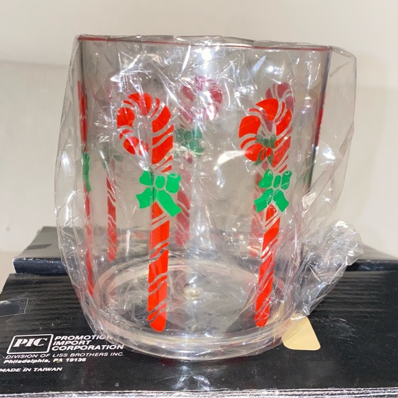 Vintage Acrylic Candy Cane Rocks Glasses Set of 4 Retro Holiday Drinkware 14oz - Picture 8 of 14